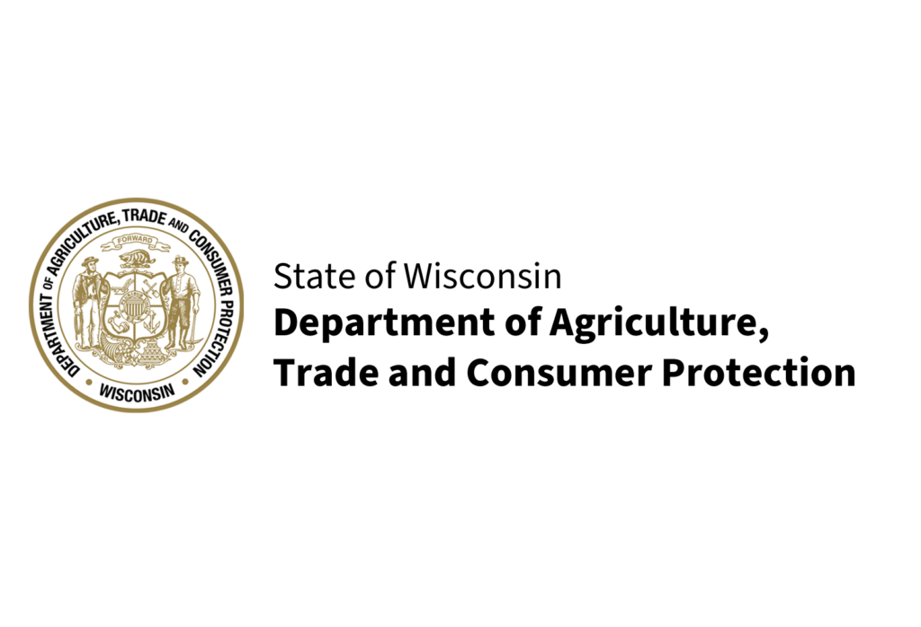 Image of State of Wisconsin Department of Agriculture Trade and Consumer Protection logo that opens to their website when clicked on