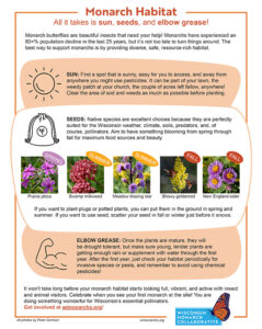 image of informational pdf about the monarch habitat and opens into a new tab as a downloadable pdf when clicked on