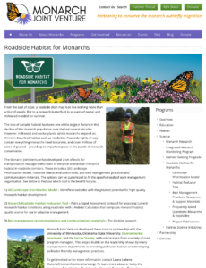 Image of the Monarch Joint Venture Roadside Habitat for Monarchs information and opens their website in a new tab when clicked on